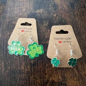Green Clover Earrings E26 Homemade earrings